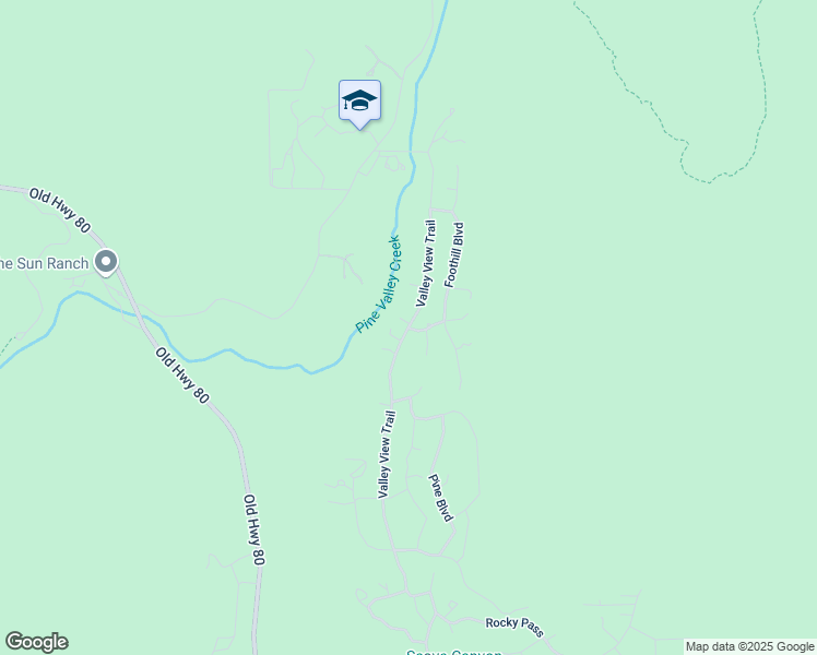 map of restaurants, bars, coffee shops, grocery stores, and more near Cleveland National Forest in Pine Valley
