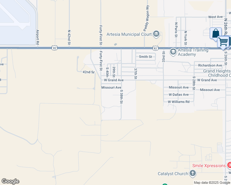 map of restaurants, bars, coffee shops, grocery stores, and more near 3805 Missouri Avenue in Artesia