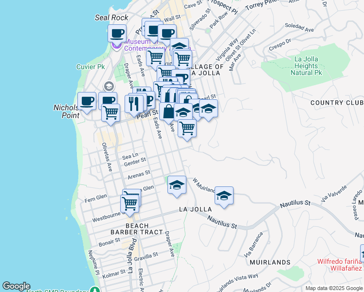 map of restaurants, bars, coffee shops, grocery stores, and more near 918 Genter Street in San Diego