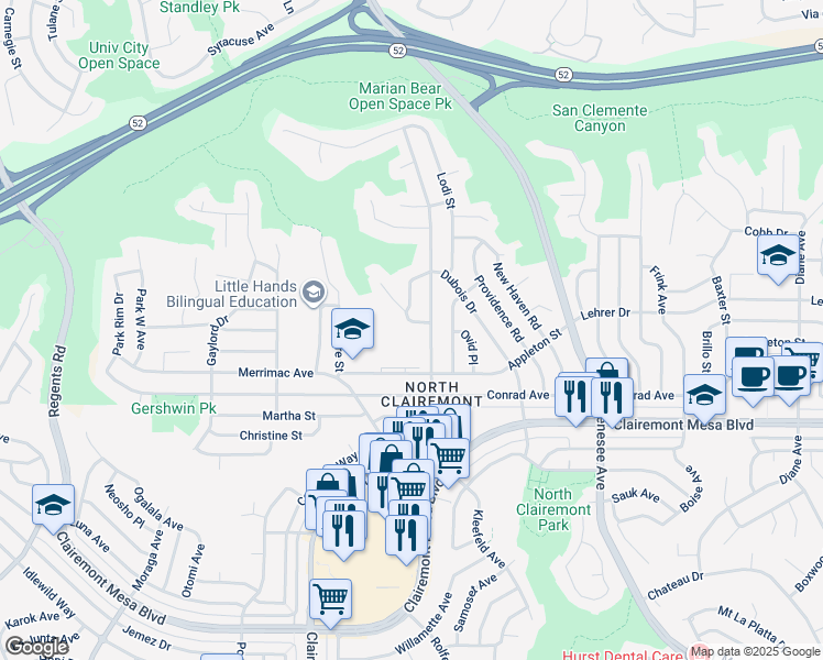 map of restaurants, bars, coffee shops, grocery stores, and more near 4179 Galt Street in San Diego