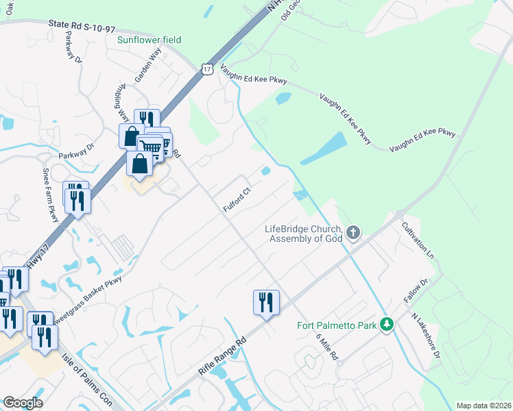 map of restaurants, bars, coffee shops, grocery stores, and more near 2242 Show Basket Way in Mount Pleasant