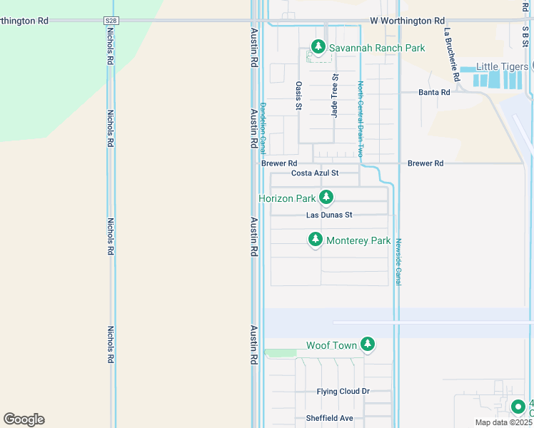 map of restaurants, bars, coffee shops, grocery stores, and more near Austin Road in Imperial