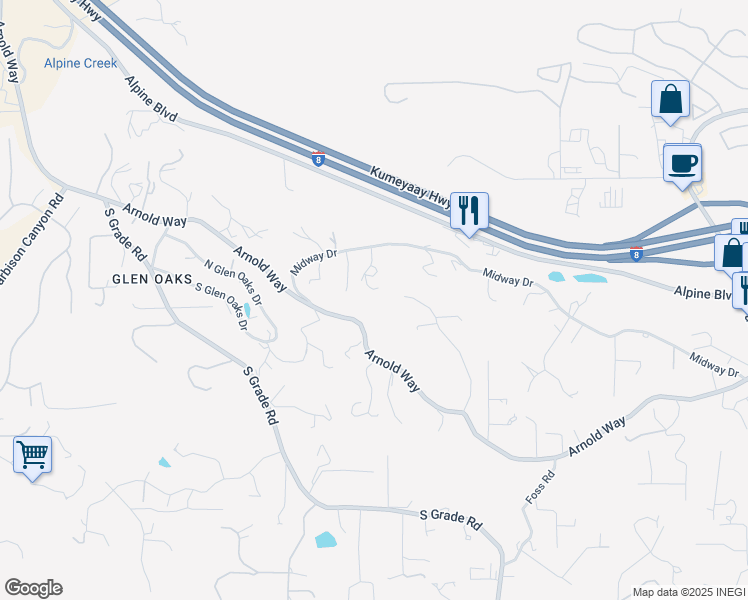 map of restaurants, bars, coffee shops, grocery stores, and more near 1259 Alpine Estates Place in Alpine