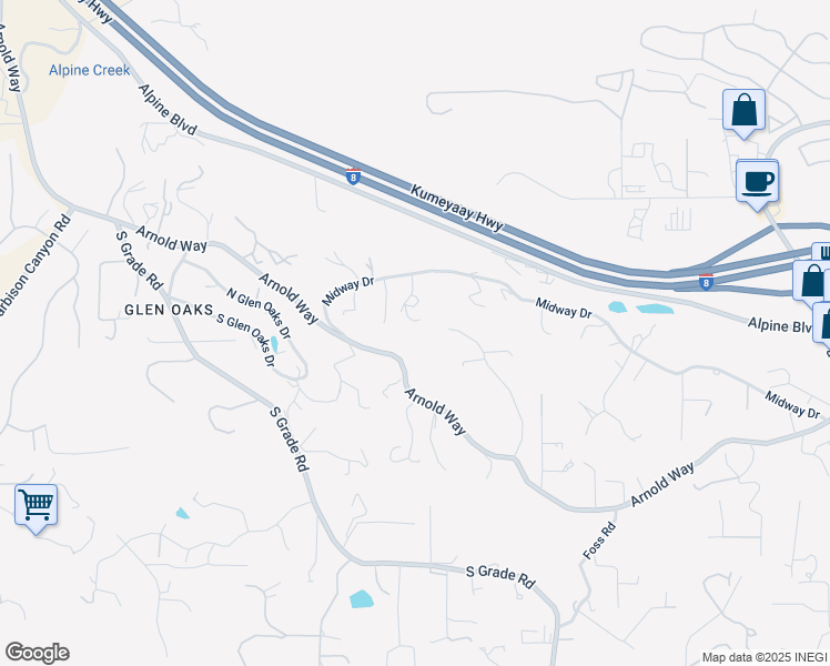 map of restaurants, bars, coffee shops, grocery stores, and more near 1259 Alpine Estates Place in Alpine
