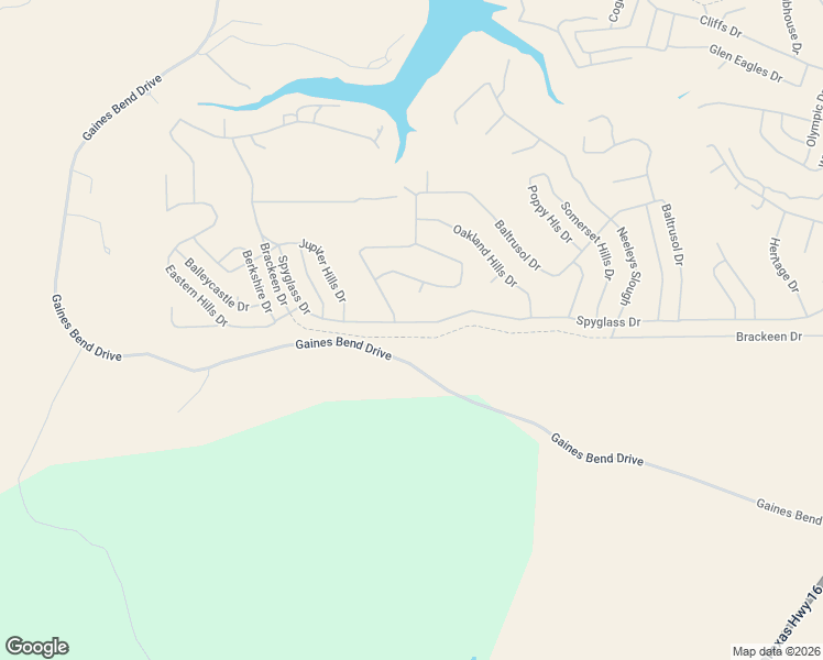 map of restaurants, bars, coffee shops, grocery stores, and more near 1010 Spyglass Drive in Graford