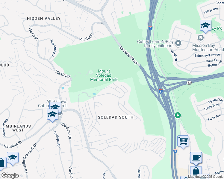 map of restaurants, bars, coffee shops, grocery stores, and more near 6643 Caminito Hermitage in San Diego