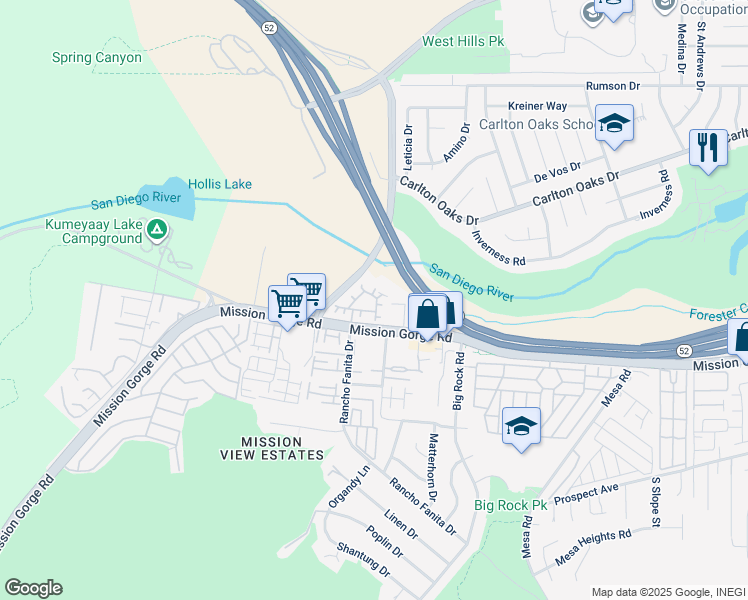 map of restaurants, bars, coffee shops, grocery stores, and more near 178 Via Montisi in Santee