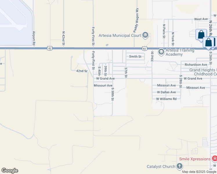 map of restaurants, bars, coffee shops, grocery stores, and more near 3805 Missouri Avenue in Artesia