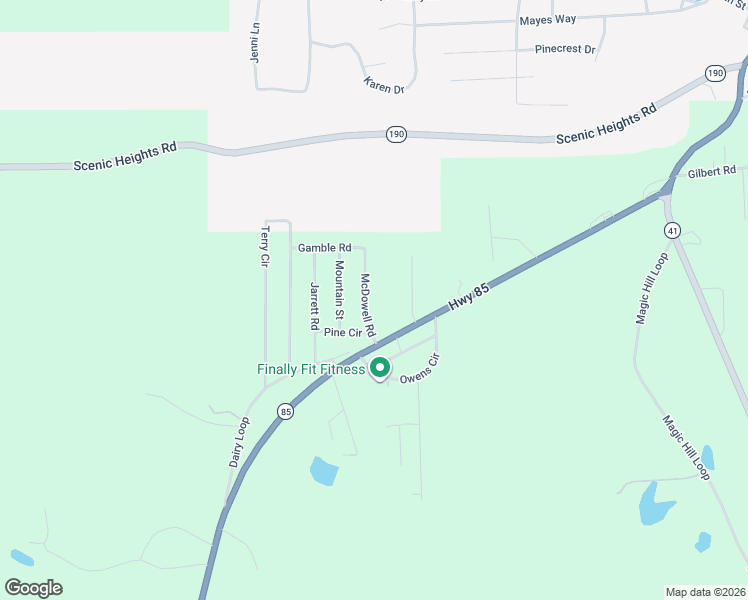 map of restaurants, bars, coffee shops, grocery stores, and more near 118 McDowell Road in Shiloh