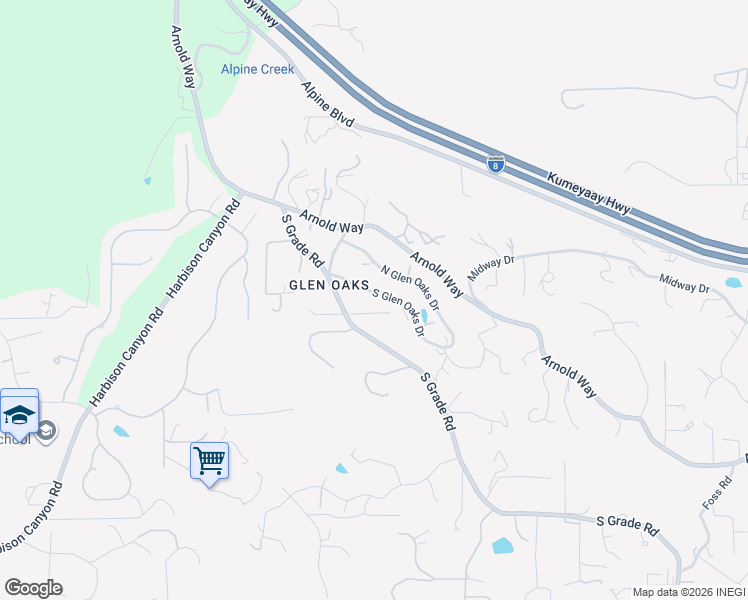 map of restaurants, bars, coffee shops, grocery stores, and more near 565 South Glen Oaks Drive in Alpine