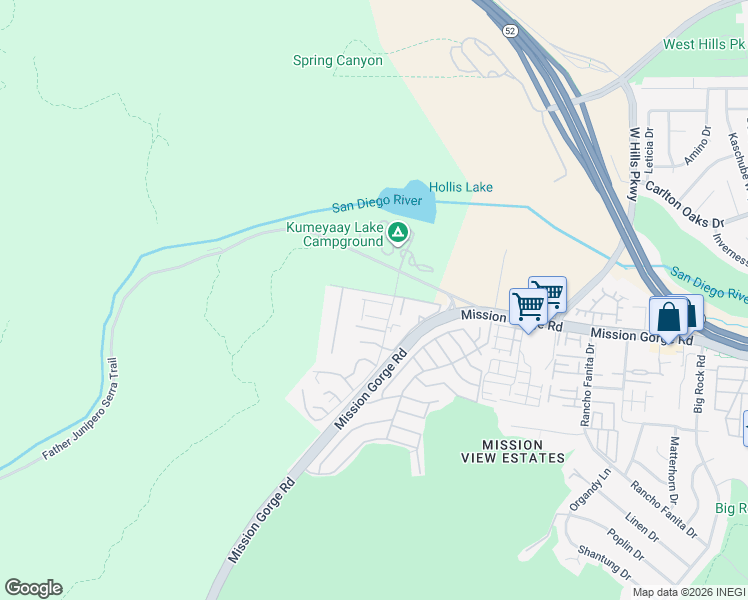 map of restaurants, bars, coffee shops, grocery stores, and more near 7439 Simeon Drive in Santee