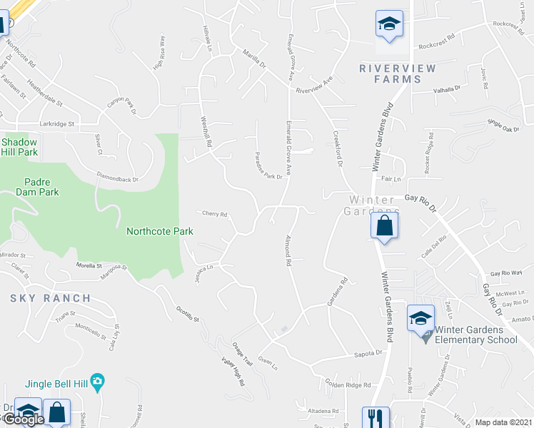 map of restaurants, bars, coffee shops, grocery stores, and more near 8871 Golden Ridge Road in Lakeside