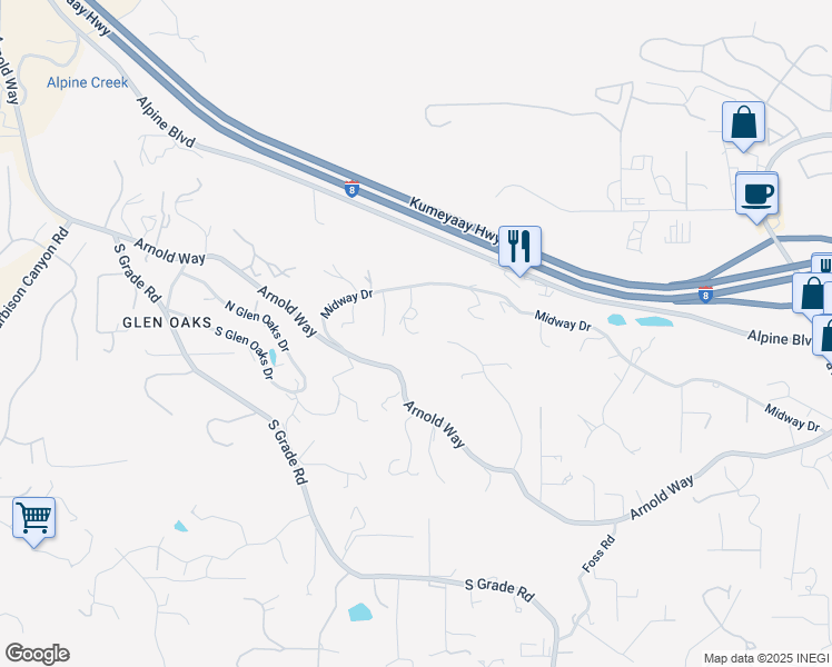 map of restaurants, bars, coffee shops, grocery stores, and more near 1259 Alpine Estates Place in Alpine