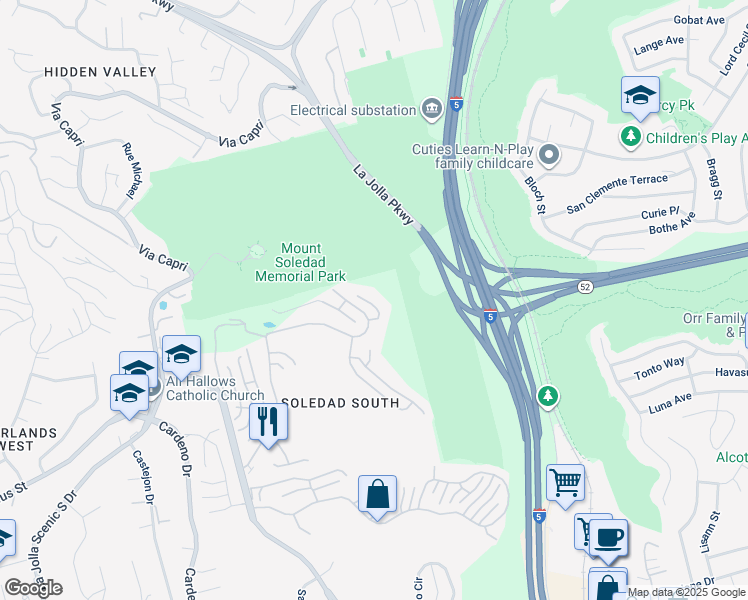 map of restaurants, bars, coffee shops, grocery stores, and more near 2807 Caminito Merion in San Diego