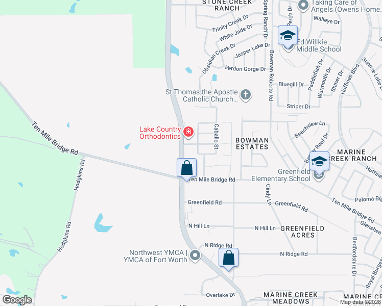 map of restaurants, bars, coffee shops, grocery stores, and more near 5748 Boat Club Road in Fort Worth