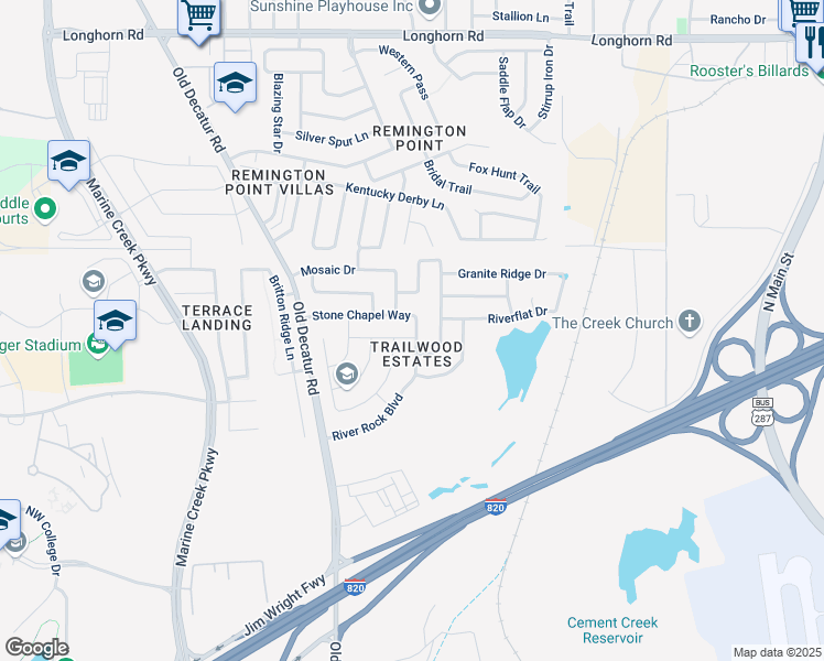 map of restaurants, bars, coffee shops, grocery stores, and more near 900 Rose Crystal Way in Fort Worth