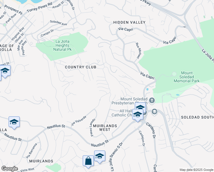 map of restaurants, bars, coffee shops, grocery stores, and more near 1891 Caminito Marzella in San Diego