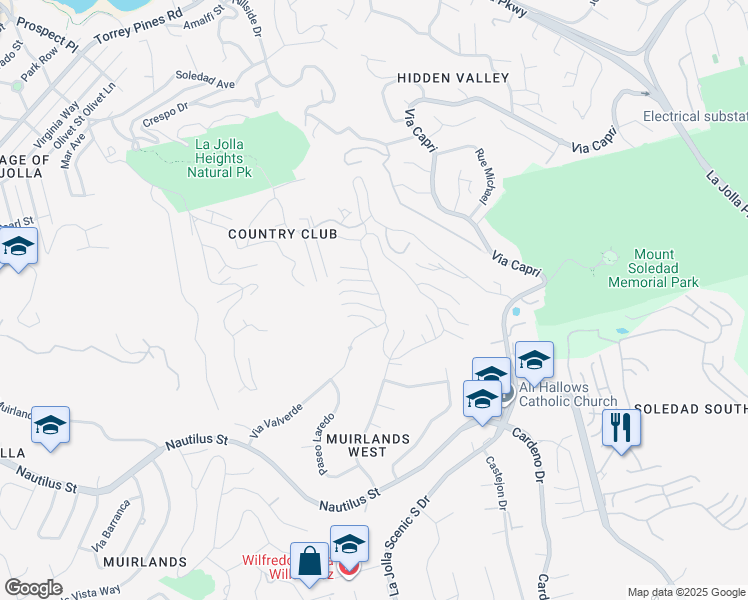 map of restaurants, bars, coffee shops, grocery stores, and more near 1891 Caminito Marzella in San Diego