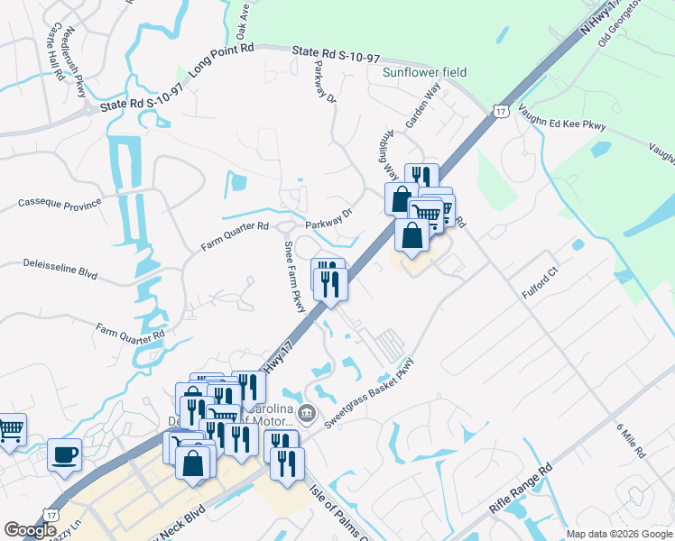 map of restaurants, bars, coffee shops, grocery stores, and more near 2091 Emerald Terrace in Mount Pleasant