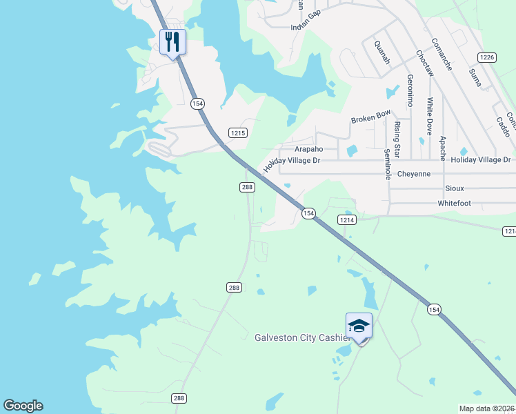 map of restaurants, bars, coffee shops, grocery stores, and more near Farm to Market 288 in Quitman