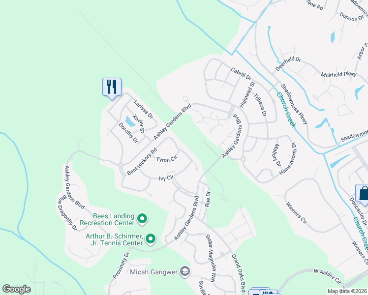 map of restaurants, bars, coffee shops, grocery stores, and more near 833 Bent Hickory Road in Charleston