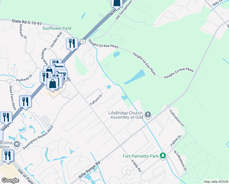 map of restaurants, bars, coffee shops, grocery stores, and more near 2294 Show Basket Way in Mount Pleasant