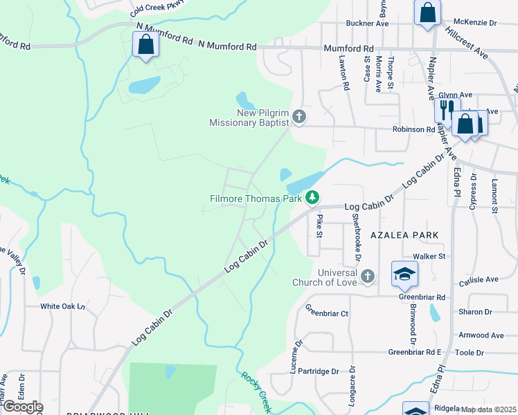 map of restaurants, bars, coffee shops, grocery stores, and more near 3317 Hollingsworth Road in Macon