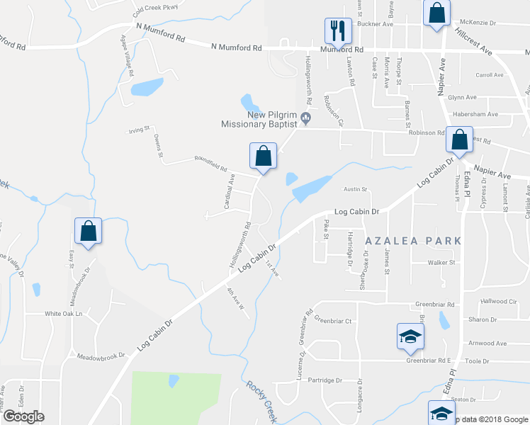 map of restaurants, bars, coffee shops, grocery stores, and more near 3317 Hollingsworth Road in Macon
