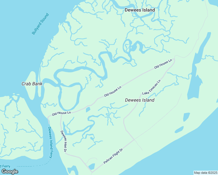 map of restaurants, bars, coffee shops, grocery stores, and more near 270 Old House Lane in Dewees Island