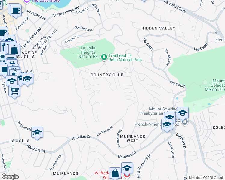 map of restaurants, bars, coffee shops, grocery stores, and more near in San Diego County