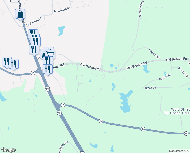 map of restaurants, bars, coffee shops, grocery stores, and more near 522 Old Benton Road in Yazoo City