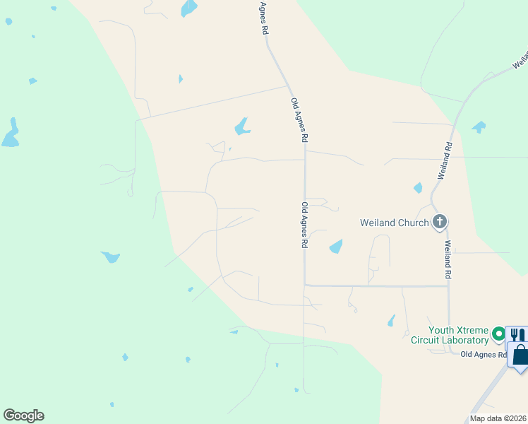 map of restaurants, bars, coffee shops, grocery stores, and more near Old Agnes Road in Weatherford