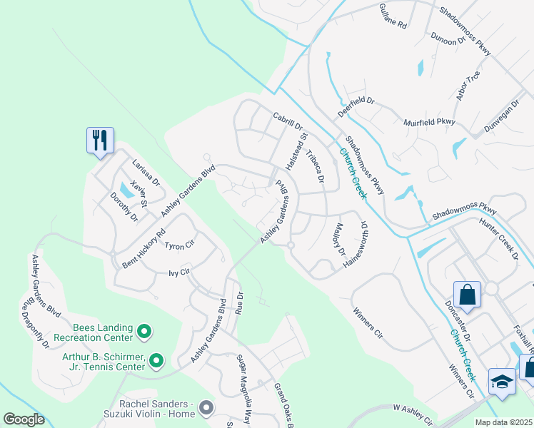 map of restaurants, bars, coffee shops, grocery stores, and more near 1303 Haddon Hall Drive in Charleston