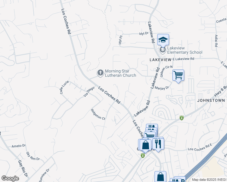 map of restaurants, bars, coffee shops, grocery stores, and more near 8944 Bower Lane in Lakeside