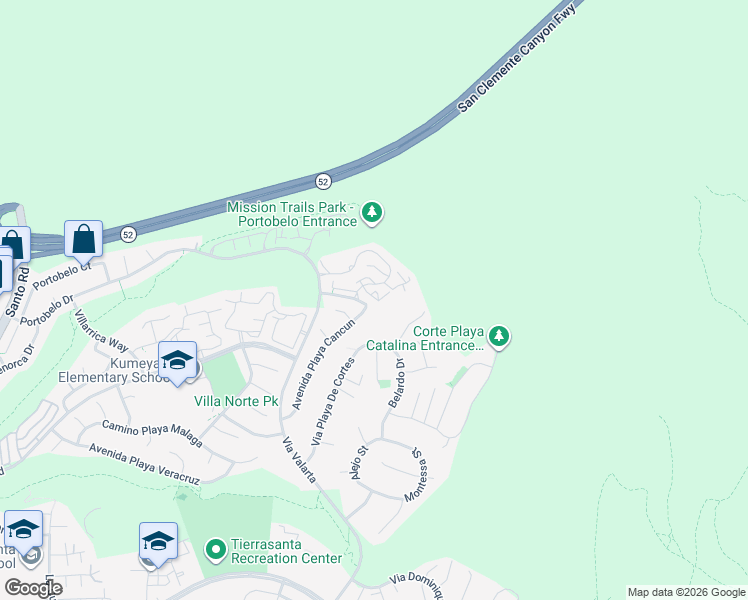 map of restaurants, bars, coffee shops, grocery stores, and more near 11386 Camino Playa Cancun in San Diego