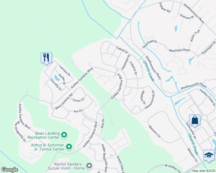 map of restaurants, bars, coffee shops, grocery stores, and more near 1303 Haddon Hall Drive in Charleston