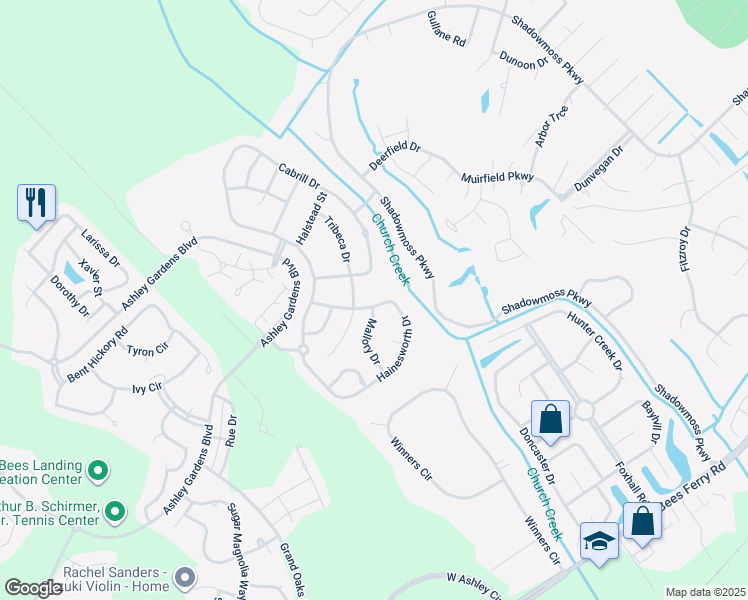 map of restaurants, bars, coffee shops, grocery stores, and more near 446 Hainesworth Drive in Charleston