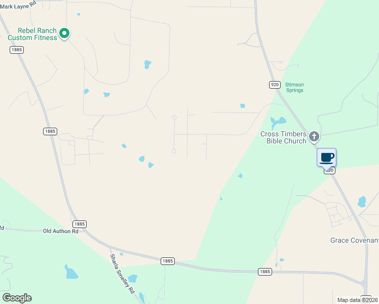 map of restaurants, bars, coffee shops, grocery stores, and more near 317 South Blue Jay Court in Weatherford