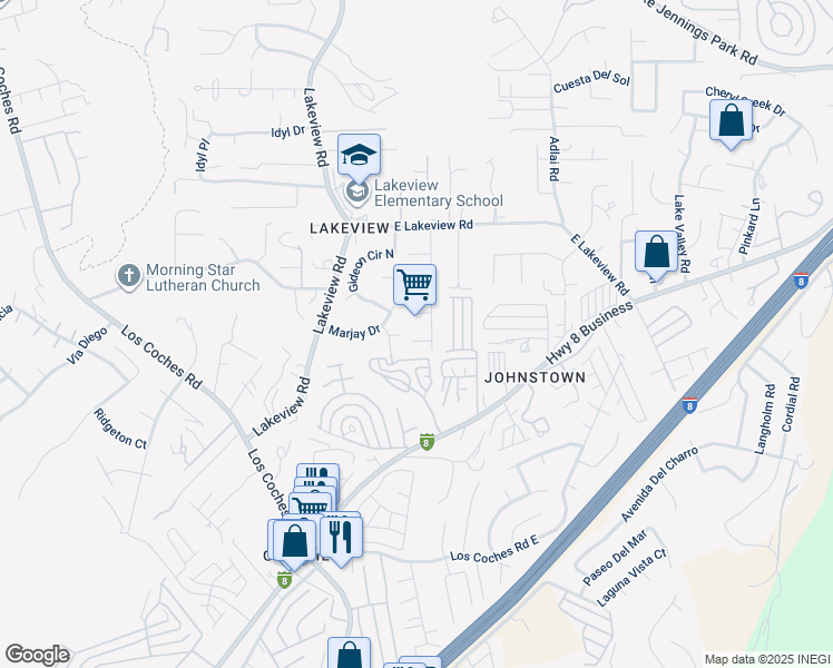 map of restaurants, bars, coffee shops, grocery stores, and more near 13410 Ripple Lane in Lakeside