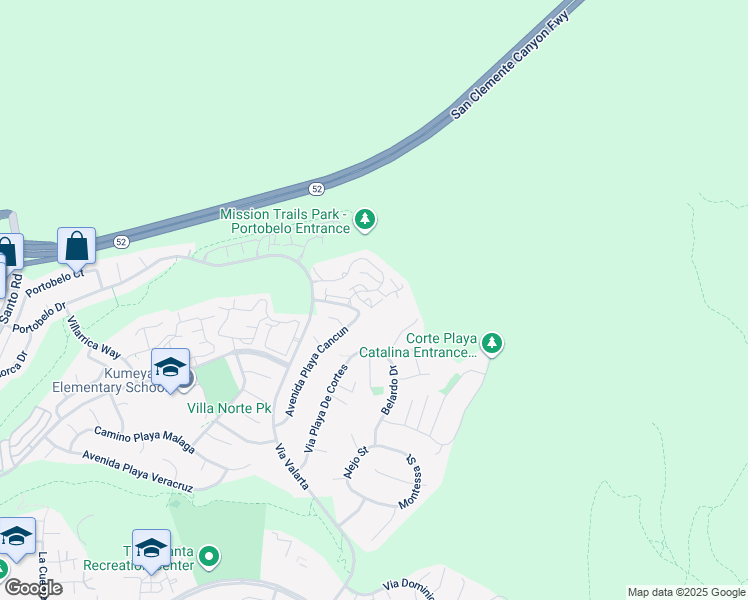 map of restaurants, bars, coffee shops, grocery stores, and more near 11350 Camino Playa Cancun in San Diego