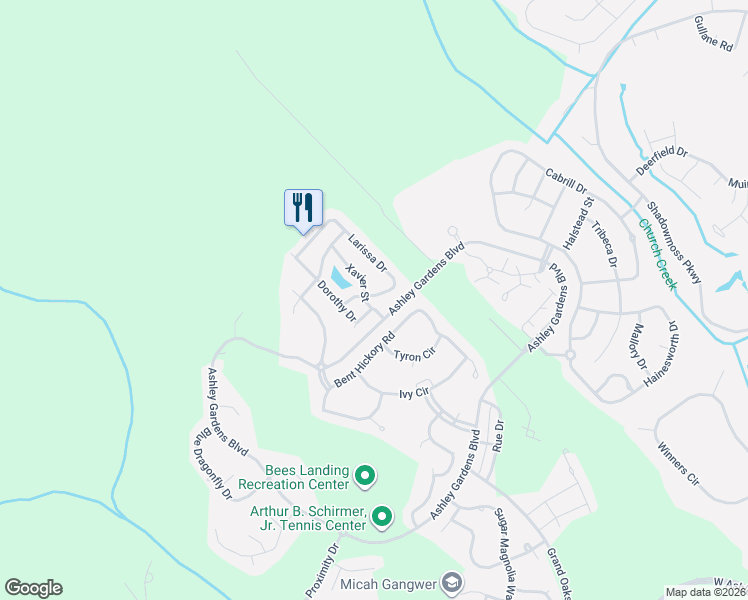 map of restaurants, bars, coffee shops, grocery stores, and more near 111 Larissa Drive in Charleston