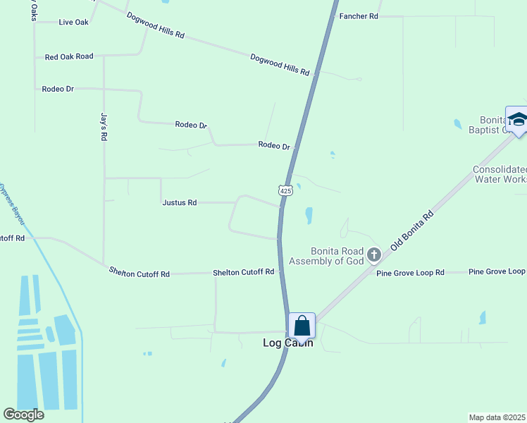 map of restaurants, bars, coffee shops, grocery stores, and more near 6225-6337 Bryan Loop in Bastrop