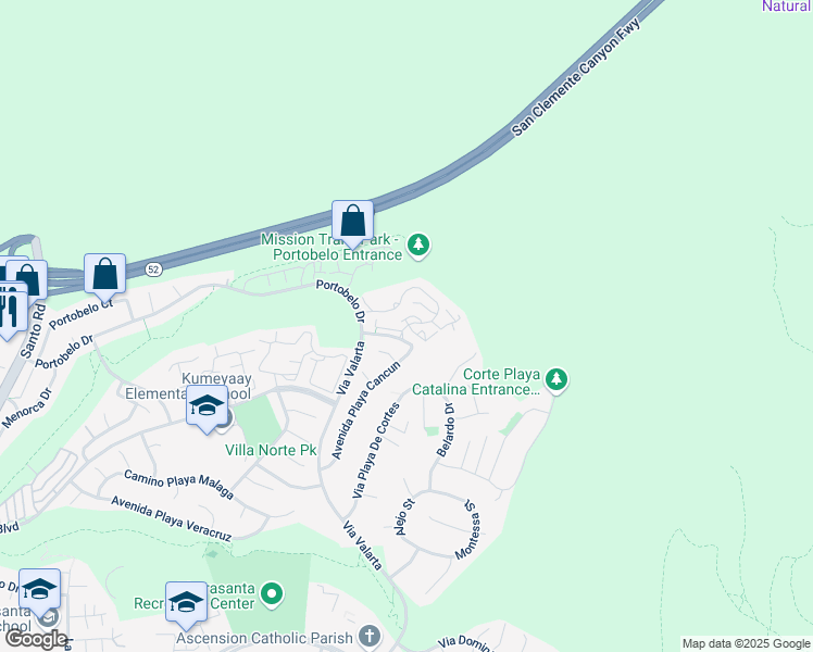 map of restaurants, bars, coffee shops, grocery stores, and more near 11350 Camino Playa Cancun in San Diego
