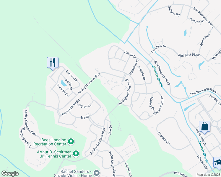 map of restaurants, bars, coffee shops, grocery stores, and more near 606 South Elgin Court in Charleston