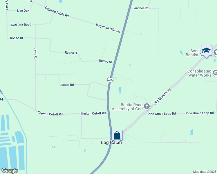 map of restaurants, bars, coffee shops, grocery stores, and more near 6225 Bryan Loop in Bastrop