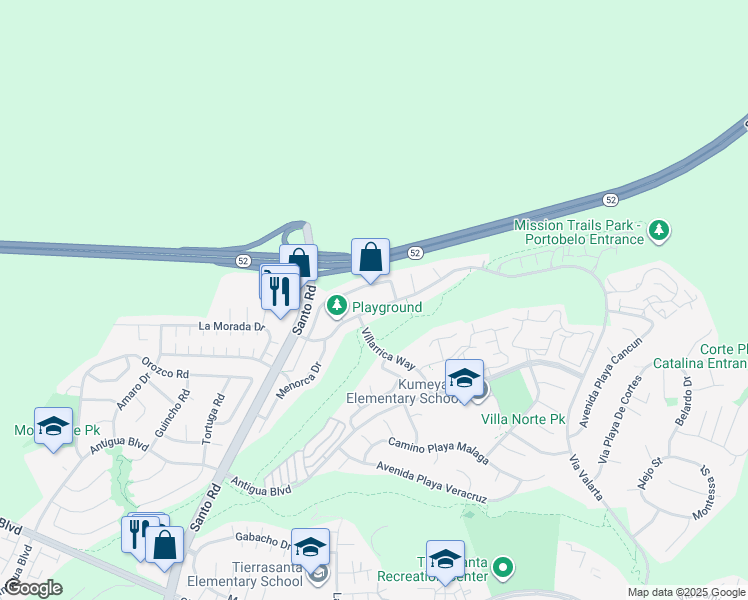 map of restaurants, bars, coffee shops, grocery stores, and more near 10741 Portobelo Drive in San Diego