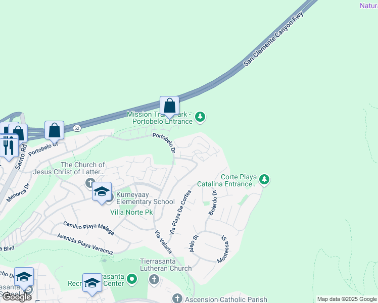 map of restaurants, bars, coffee shops, grocery stores, and more near 11330 Camino Playa Cancun in San Diego