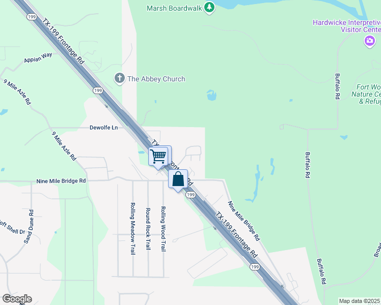 map of restaurants, bars, coffee shops, grocery stores, and more near 10100 Jacksboro Highway in Fort Worth