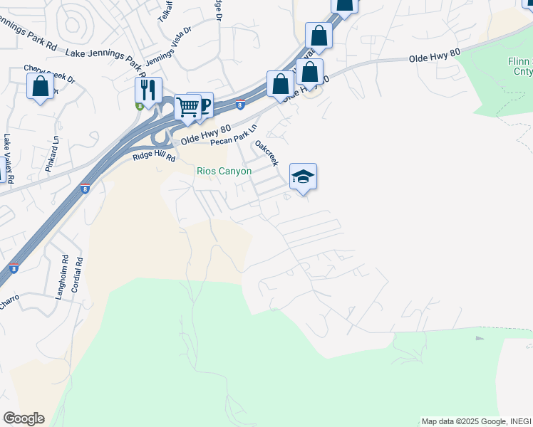 map of restaurants, bars, coffee shops, grocery stores, and more near 14204 Legacy Lane in El Cajon