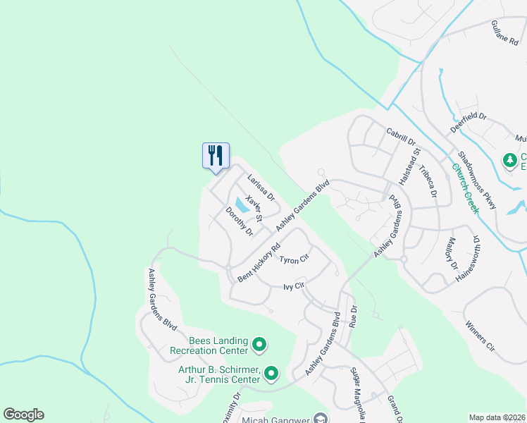 map of restaurants, bars, coffee shops, grocery stores, and more near 111 Larissa Drive in Charleston